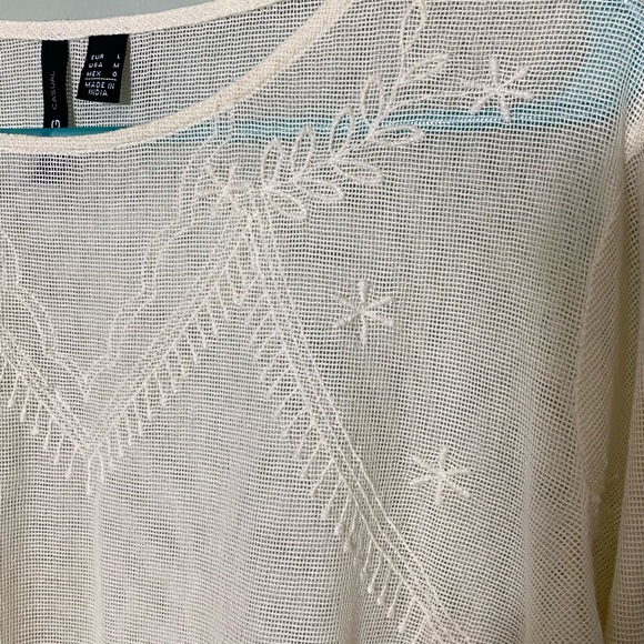 EUC MANGO CASUAL SHEER EMBROIDERED SWEATER - Picture 3 of 9